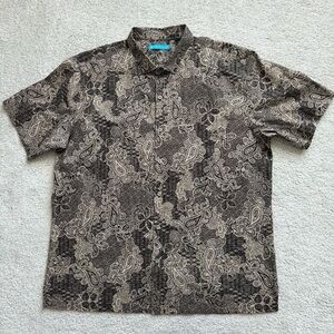 Tori Richard Men Chocolate Paisley Short Sleeve Shirt Sz XL